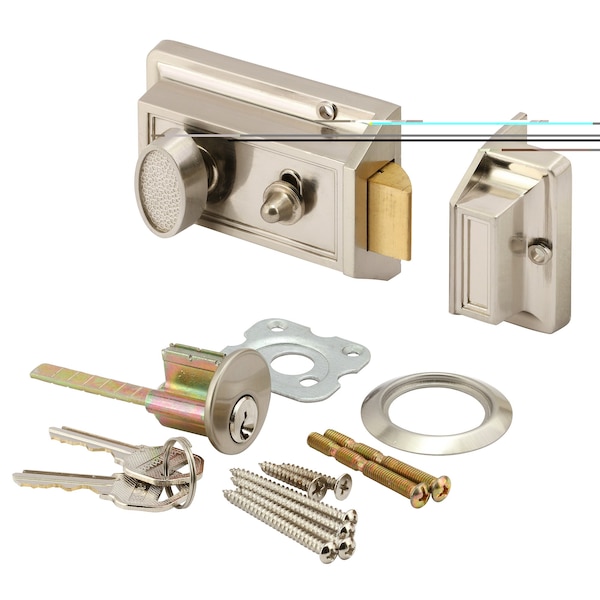 Prime-Line Rim Nightlatch, Single Cylinder, Satin Nickel (Single Pack) U 10516 - main